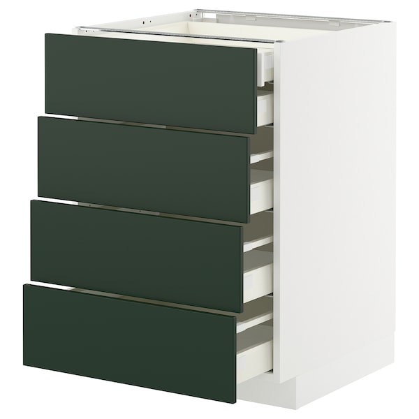 METOD / MAXIMERA - Base cb 4 frnts/2 low/3 md drwrs, white/Havstorp deep green, 60x60 cm