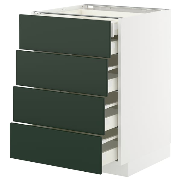 METOD / MAXIMERA base cb 4 frnts/2 low/3 md drwrs, white/Havstorp deep green, 60x60 cm