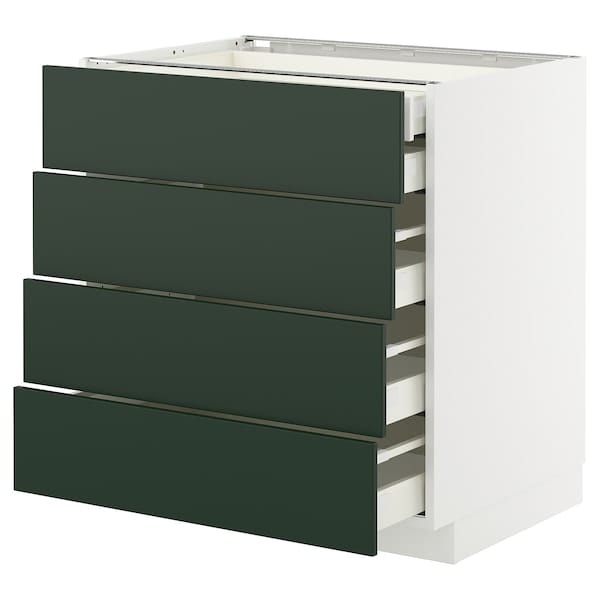 METOD / MAXIMERA - Base cb 4 frnts/2 low/3 md drwrs, white/Havstorp deep green, 80x60 cm