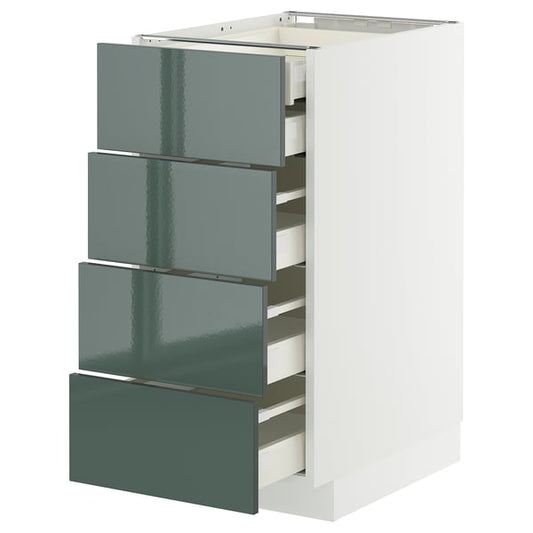 METOD / MAXIMERA - METOD / MAXIMERA Base cb 4 frnts/2 low/3 md drwrs, white/Kallarp high-gloss dark grey-green, 40x60 cm