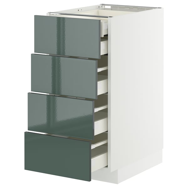 METOD / MAXIMERA - METOD / MAXIMERA Base cb 4 frnts/2 low/3 md drwrs, white/Kallarp high-gloss dark grey-green, 40x60 cm