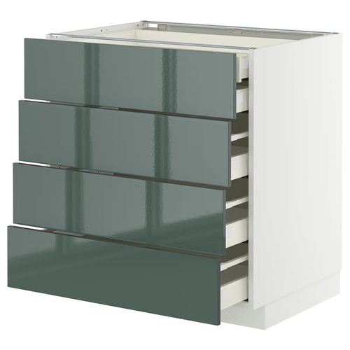 METOD / MAXIMERA base cb 4 frnts/2 low/3 md drwrs, white/Kallarp high-gloss dark grey-green, 80x60 cm