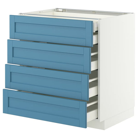 METOD / MAXIMERA base cb 4 frnts/2 low/3 md drwrs, white/Lerhyttan blue, 80x60 cm