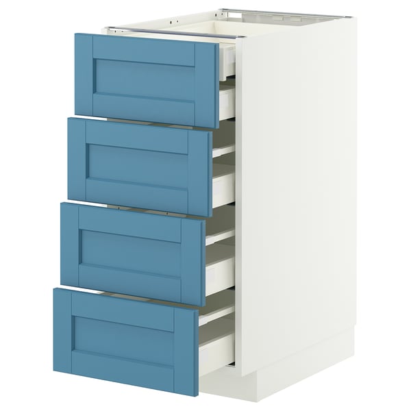 METOD / MAXIMERA base cb 4 frnts/2 low/3 md drwrs, white/Lerhyttan blue, 40x60 cm
