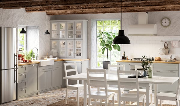 METOD / MAXIMERA - METOD / MAXIMERA Base cb 4 frnts/2 low/3 md drwrs, white/Lerhyttan light grey, 40x60 cm