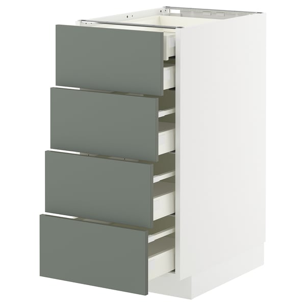METOD / MAXIMERA base cb 4 frnts/2 low/3 md drwrs, white/Nickebo matt grey-green, 40x60 cm
