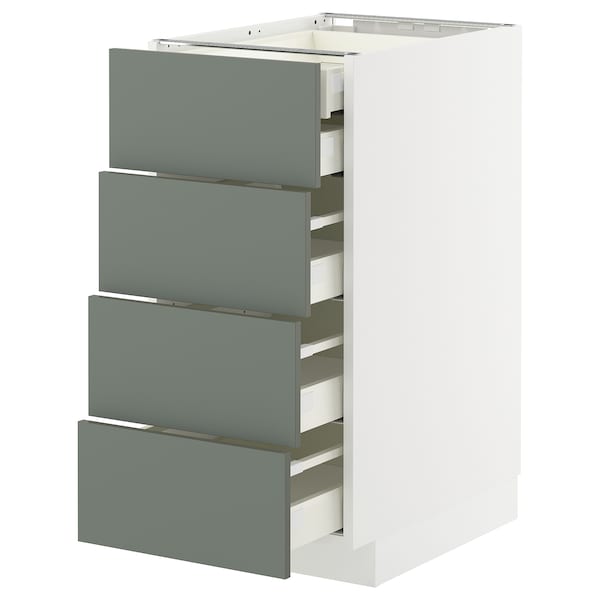 METOD / MAXIMERA - METOD / MAXIMERA Base cb 4 frnts/2 low/3 md drwrs, white/Nickebo matt grey-green, 40x60 cm