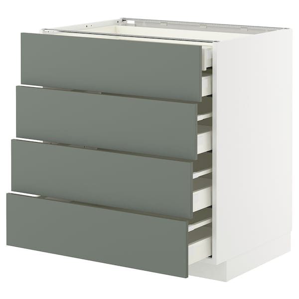 Ikea METOD / MAXIMERA - Base cb 4 frnts/2 low/3 md drwrs, white/Nickebo matt grey-green, 80x60 cm