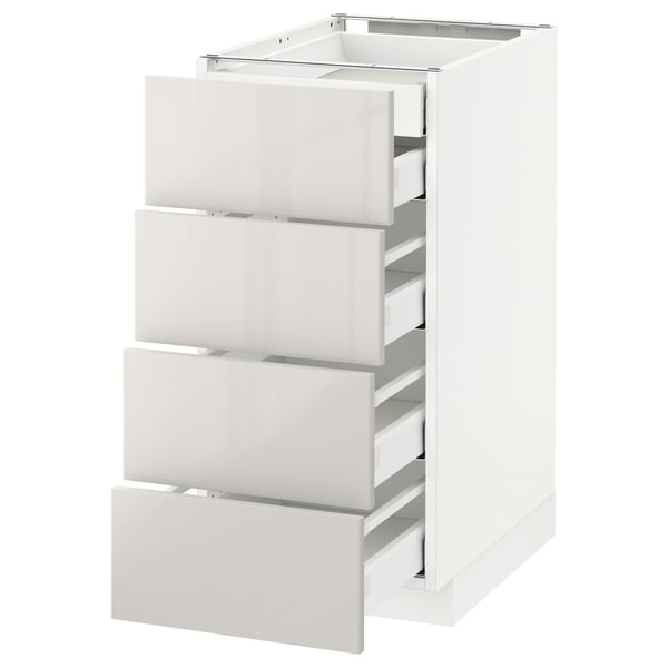 METOD / MAXIMERA - METOD / MAXIMERA Base cb 4 frnts/2 low/3 md drwrs, white/Ringhult light grey, 40x60 cm