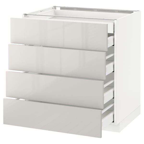 METOD / MAXIMERA base cb 4 frnts/2 low/3 md drwrs, white/Ringhult light grey, 80x60 cm