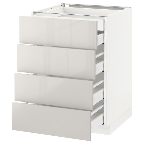 METOD / MAXIMERA base cb 4 frnts/2 low/3 md drwrs, white/Ringhult light grey, 60x60 cm