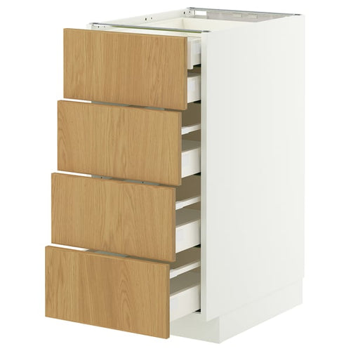 METOD / MAXIMERA base cb 4 frnts/2 low/3 md drwrs, white/Sinarp oak veneer, 40x60 cm