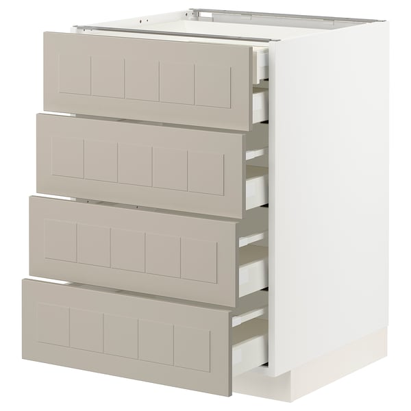 METOD / MAXIMERA - METOD / MAXIMERA Base cb 4 frnts/2 low/3 md drwrs, white/Stensund beige, 60x60 cm