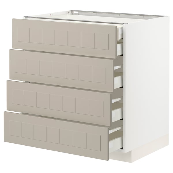 METOD / MAXIMERA base cb 4 frnts/2 low/3 md drwrs, white/Stensund beige, 80.0x80.0x60.0 cm
