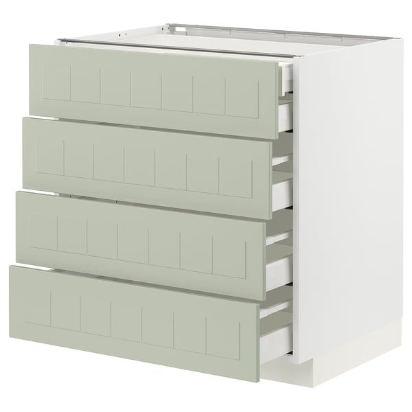 METOD / MAXIMERA - METOD / MAXIMERA Base cb 4 frnts/2 low/3 md drwrs, white/Stensund light green, 80x60 cm