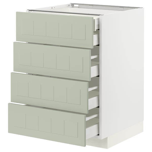 METOD / MAXIMERA - METOD / MAXIMERA Base cb 4 frnts/2 low/3 md drwrs, white/Stensund light green, 60x60 cm