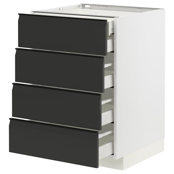 METOD / MAXIMERA - METOD / MAXIMERA Base cb 4 frnts/2 low/3 md drwrs, white/Upplöv matt anthracite, 60x60 cm
