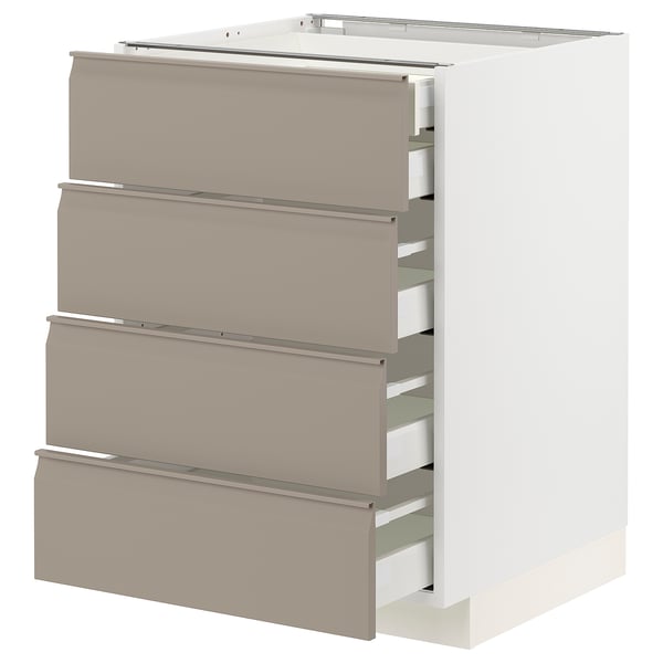 METOD / MAXIMERA base cb 4 frnts/2 low/3 md drwrs, white/Upplöv matt dark beige, 60x60 cm