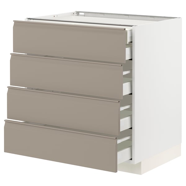 METOD / MAXIMERA base cb 4 frnts/2 low/3 md drwrs, white/Upplöv matt dark beige, 80x60 cm