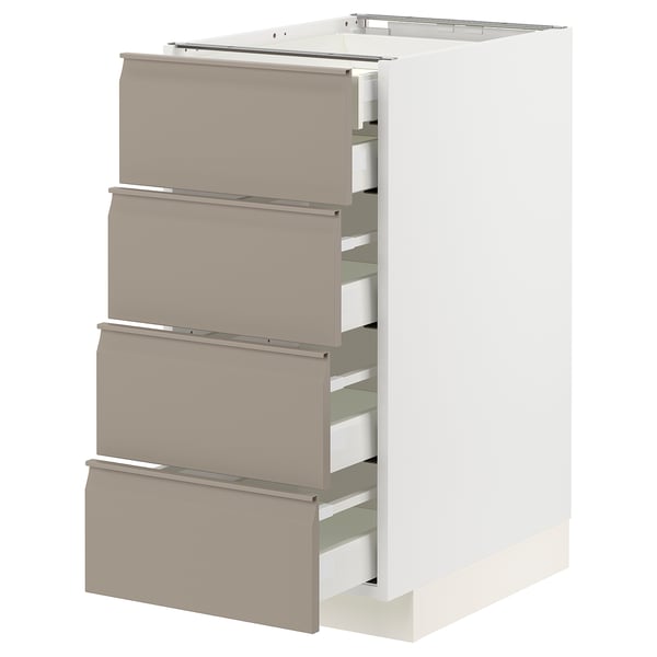 METOD / MAXIMERA base cb 4 frnts/2 low/3 md drwrs, white/Upplöv matt dark beige, 40x60 cm