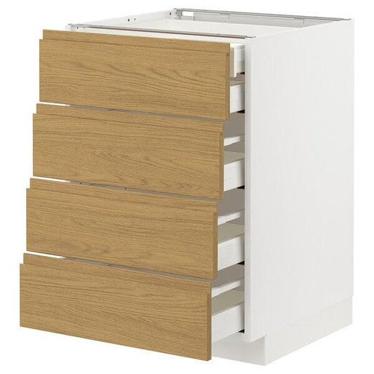 Ikea METOD / MAXIMERA - Base cb 4 frnts/2 low/3 md drwrs, white/Voxtorp oak effect, 60x60 cm