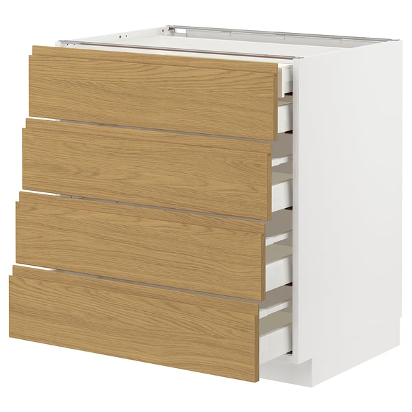 METOD / MAXIMERA - METOD / MAXIMERA Base cb 4 frnts/2 low/3 md drwrs, white/Voxtorp oak effect, 80x60 cm