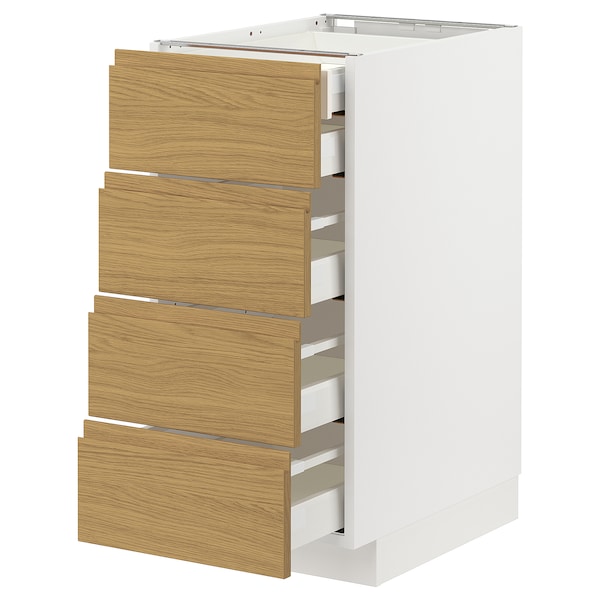 METOD / MAXIMERA - Base cb 4 frnts/2 low/3 md drwrs, white/Voxtorp oak effect, 40x60 cm