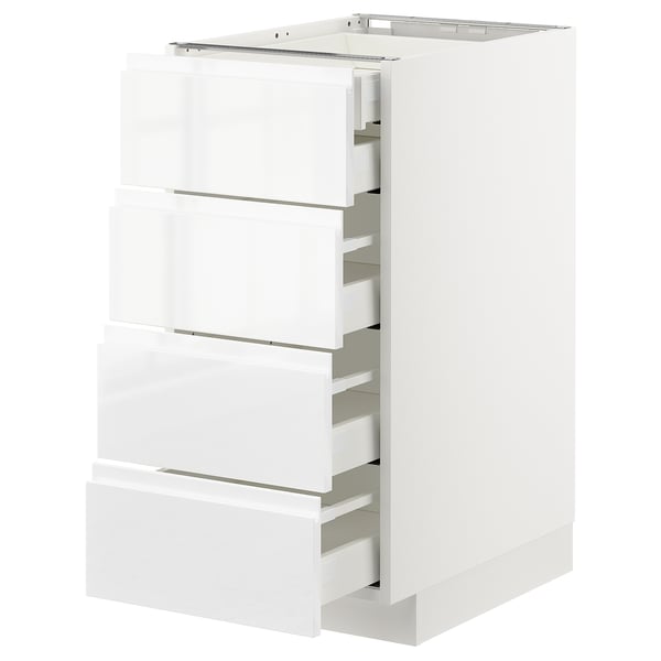 METOD / MAXIMERA base cb 4 frnts/2 low/3 md drwrs, white/Voxtorp high-gloss/white, 40x60 cm