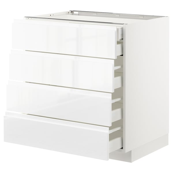 METOD / MAXIMERA - METOD / MAXIMERA Base cb 4 frnts/2 low/3 md drwrs, white/Voxtorp high-gloss/white, 80x60 cm