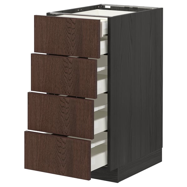 METOD / MAXIMERA base cb 4 frnts/2 low/3 md drwrs, black/Sinarp brown, 40x60 cm