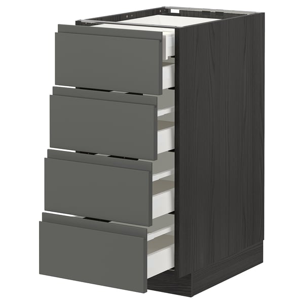 METOD / MAXIMERA - METOD / MAXIMERA Base cb 4 frnts/2 low/3 md drwrs, black/Voxtorp dark grey, 40x60 cm