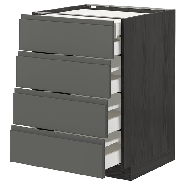 METOD / MAXIMERA base cb 4 frnts/2 low/3 md drwrs, black/Voxtorp dark grey, 60x60 cm