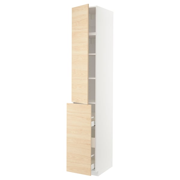 METOD / MAXIMERA hc w p-o func 3drw/1dr/2shlv, white/Askersund light ash effect, 40x60x240 cm