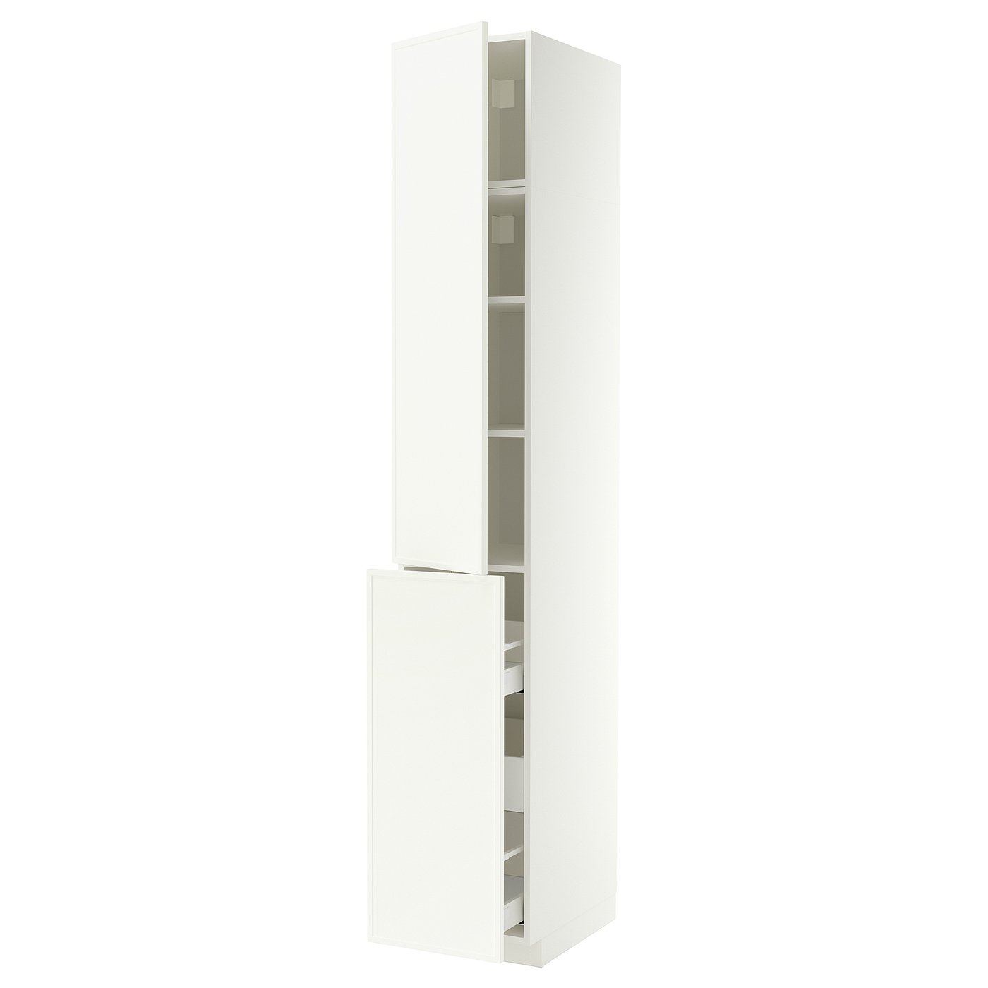 METOD / MAXIMERA hc w p-o func 3drw/1dr/2shlv, white/Aspudden matt white, 40x60x240 cm