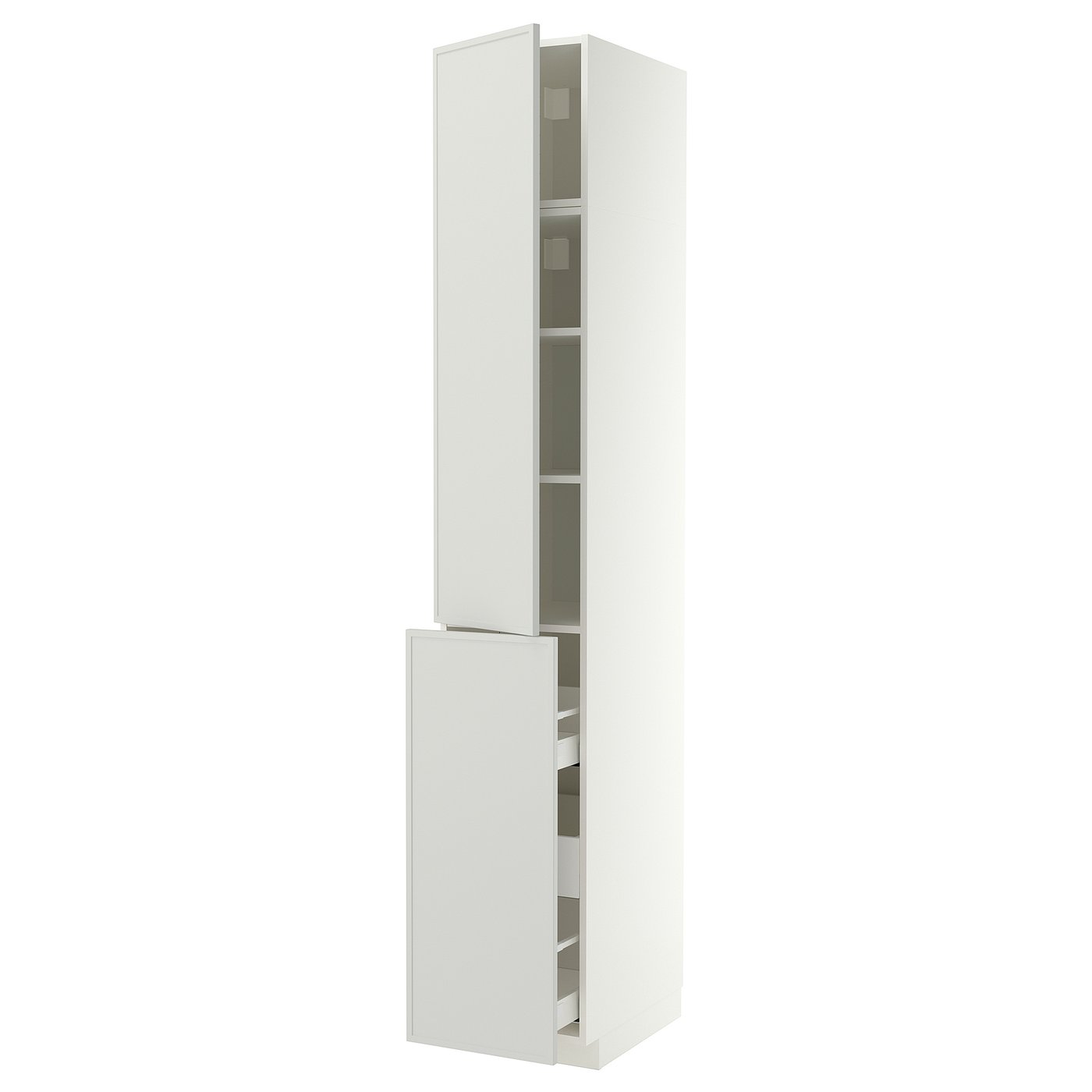 METOD / MAXIMERA hc w p-o func 3drw/1dr/2shlv, white/Aspudden light grey, 40x60x240 cm