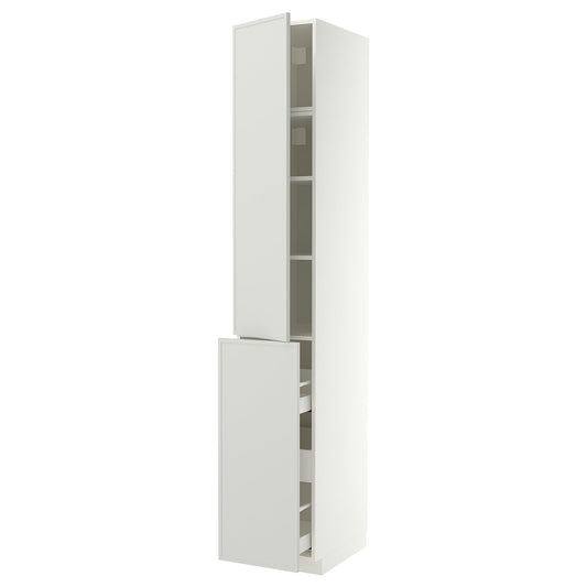 METOD / MAXIMERA hc w p-o func 3drw/1dr/2shlv, white/Aspudden light grey, 40x60x240 cm