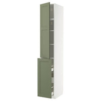 METOD / MAXIMERA hc w p-o func 3drw/1dr/2shlv, white/Axstad grey-green, 40x60x240 cm