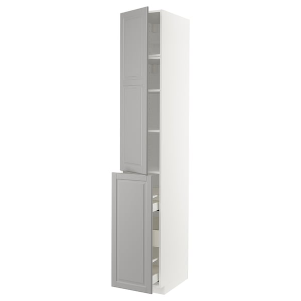 METOD / MAXIMERA - Hc w p-o func 3drw/1dr/2shlv, white/Bodbyn grey , 40x60x240 cm
