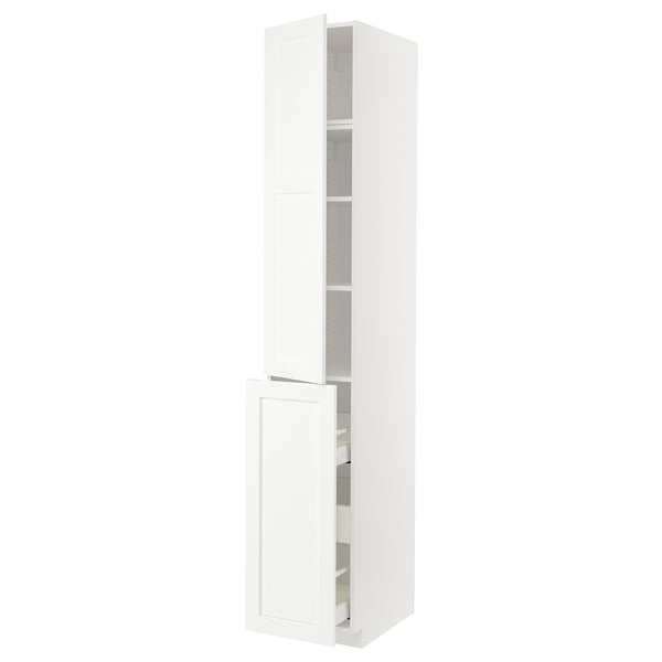 METOD / MAXIMERA hc w p-o func 3drw/1dr/2shlv, white Enköping/white wood effect, 40x60x240 cm