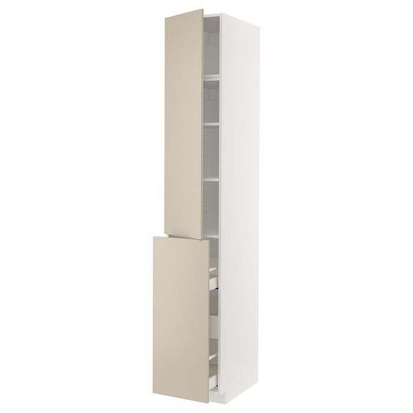 METOD / MAXIMERA hc w p-o func 3drw/1dr/2shlv, white/Havstorp beige, 40x60x240 cm