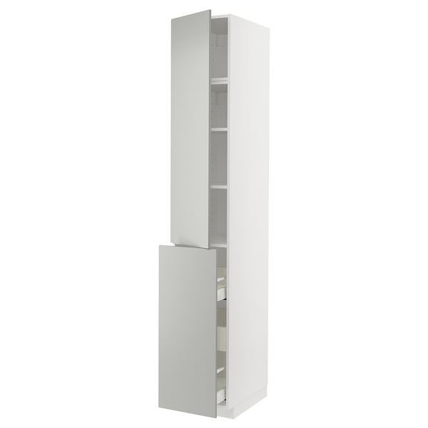 METOD / MAXIMERA hc w p-o func 3drw/1dr/2shlv, white/Havstorp light grey, 40x60x240 cm