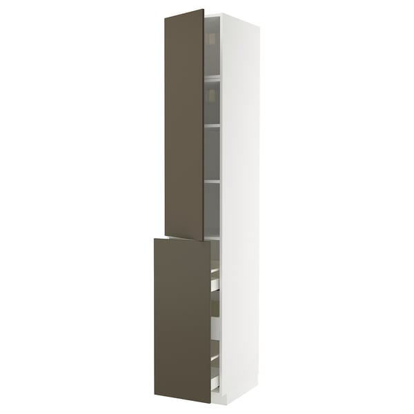 METOD / MAXIMERA - METOD / MAXIMERA Hc w p-o func 3drw/1dr/2shlv, white/Havstorp brown-beige, 40x60x240 cm