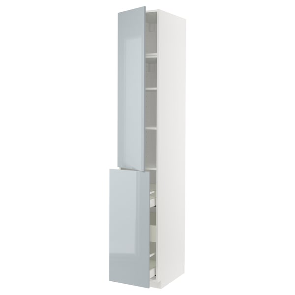 METOD / MAXIMERA hc w p-o func 3drw/1dr/2shlv, white/Kallarp light grey-blue