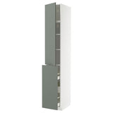 METOD / MAXIMERA hc w p-o func 3drw/1dr/2shlv, white/Nickebo matt grey-green, 40x60x240 cm