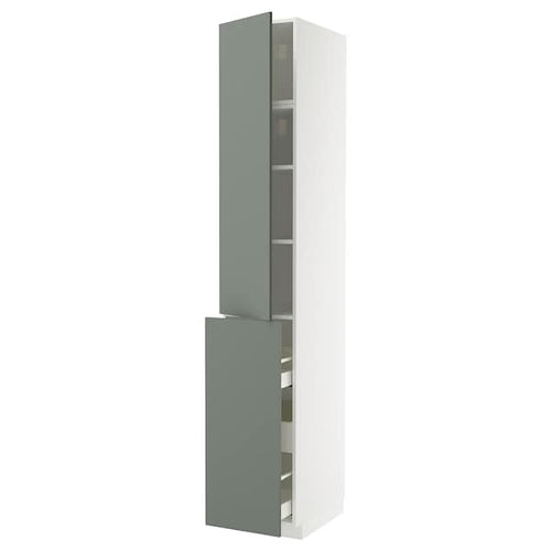 METOD / MAXIMERA - METOD / MAXIMERA Hc w p-o func 3drw/1dr/2shlv, white/Nickebo matt grey-green, 40x60x240 cm
