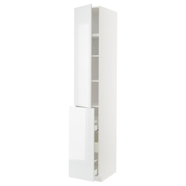 METOD / MAXIMERA hc w p-o func 3drw/1dr/2shlv, white/Ringhult white, 40x60x240 cm