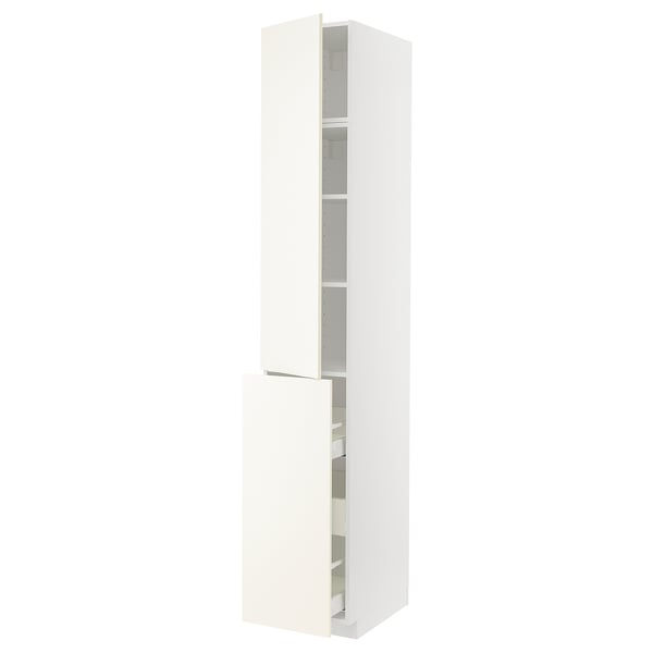 METOD / MAXIMERA hc w p-o func 3drw/1dr/2shlv, white/Vallstena white, 40x60x240 cm