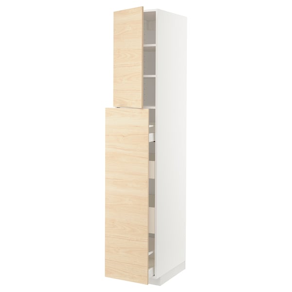 METOD / MAXIMERA hc w p-o func 4drw/1dr/2shlv, white/Askersund light ash effect, 40x60x220 cm