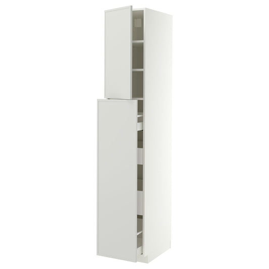 METOD / MAXIMERA hc w p-o func 4drw/1dr/2shlv, white/Aspudden light grey, 40x60x220 cm