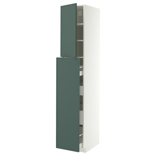 METOD / MAXIMERA hc w p-o func 4drw/1dr/2shlv, white/Aspudden dark grey-green, 40x60x220 cm